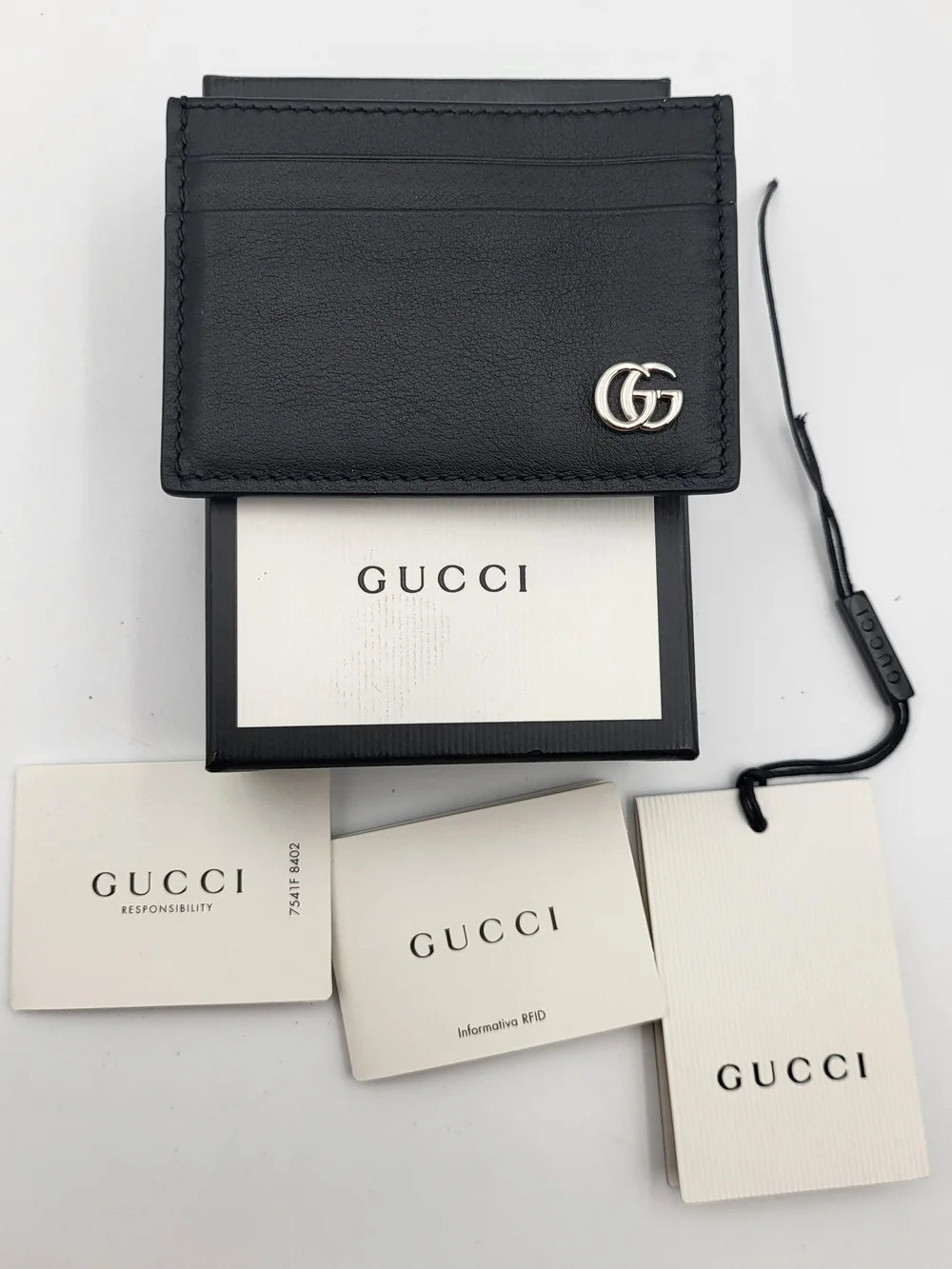 Gucci GG Marmont Leather Card Holder With Money Clip, Authentic..